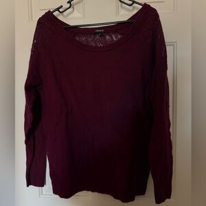 Torrid burgundy sweater with lace detail women’s plus size 1